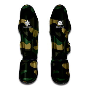 Black And Green Camouflage Print Muay Thai Shin Guard