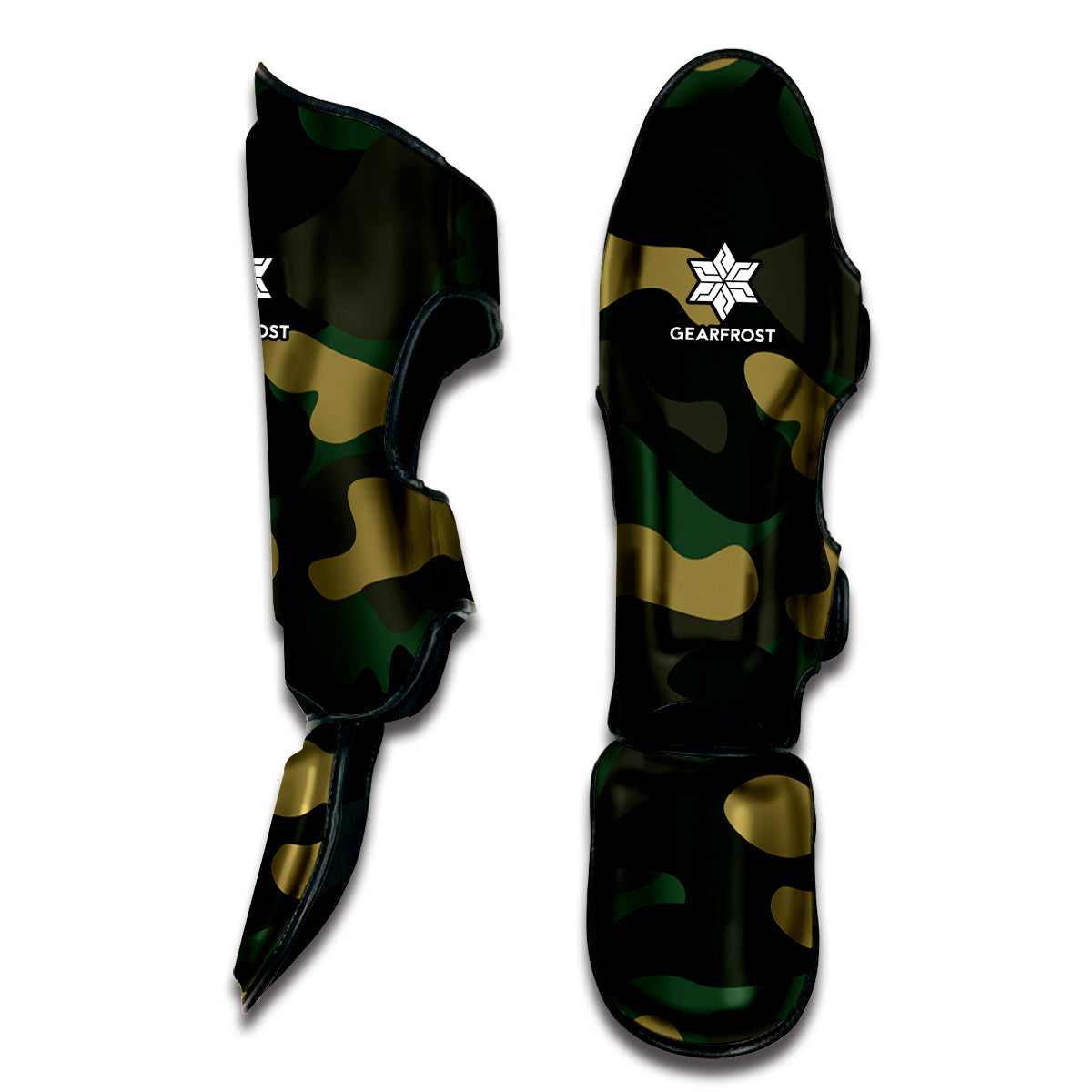 Black And Green Camouflage Print Muay Thai Shin Guard