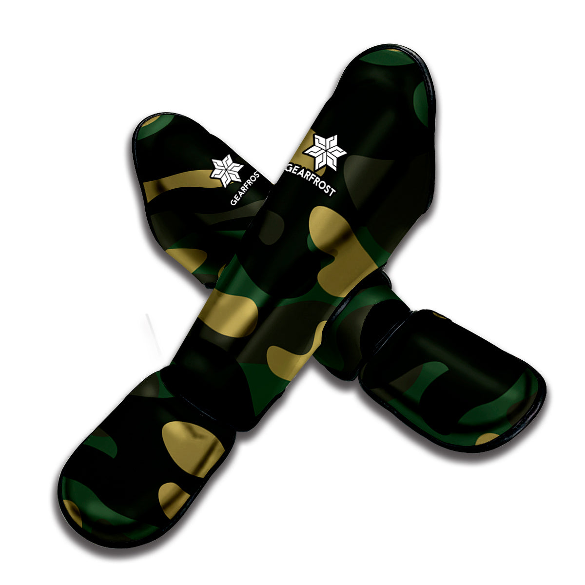 Black And Green Camouflage Print Muay Thai Shin Guard