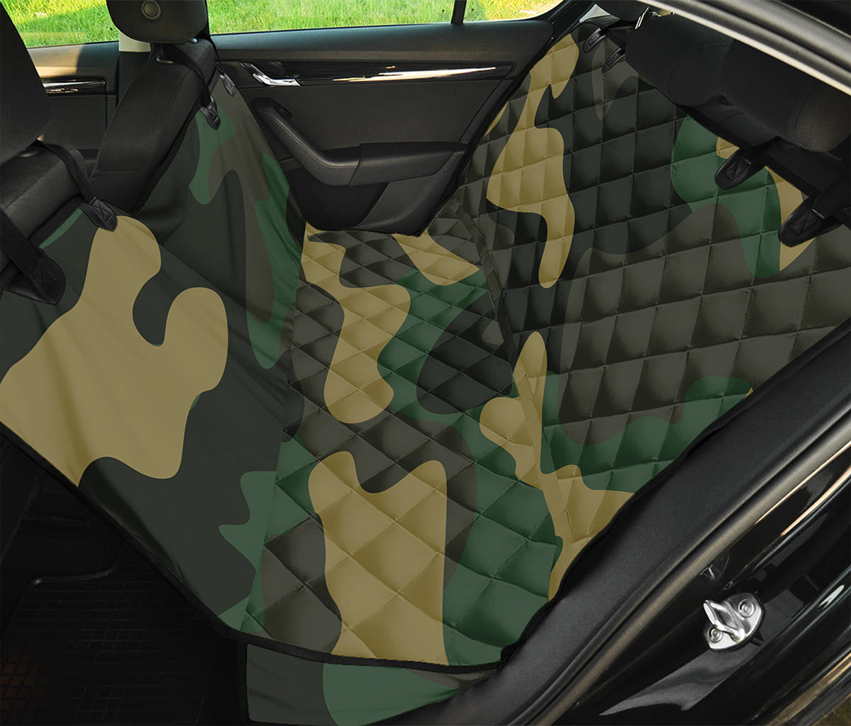 Black And Green Camouflage Print Pet Car Back Seat Cover