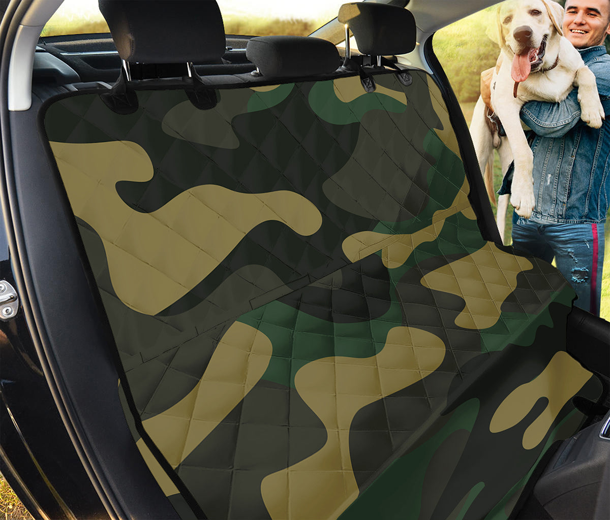Black And Green Camouflage Print Pet Car Back Seat Cover