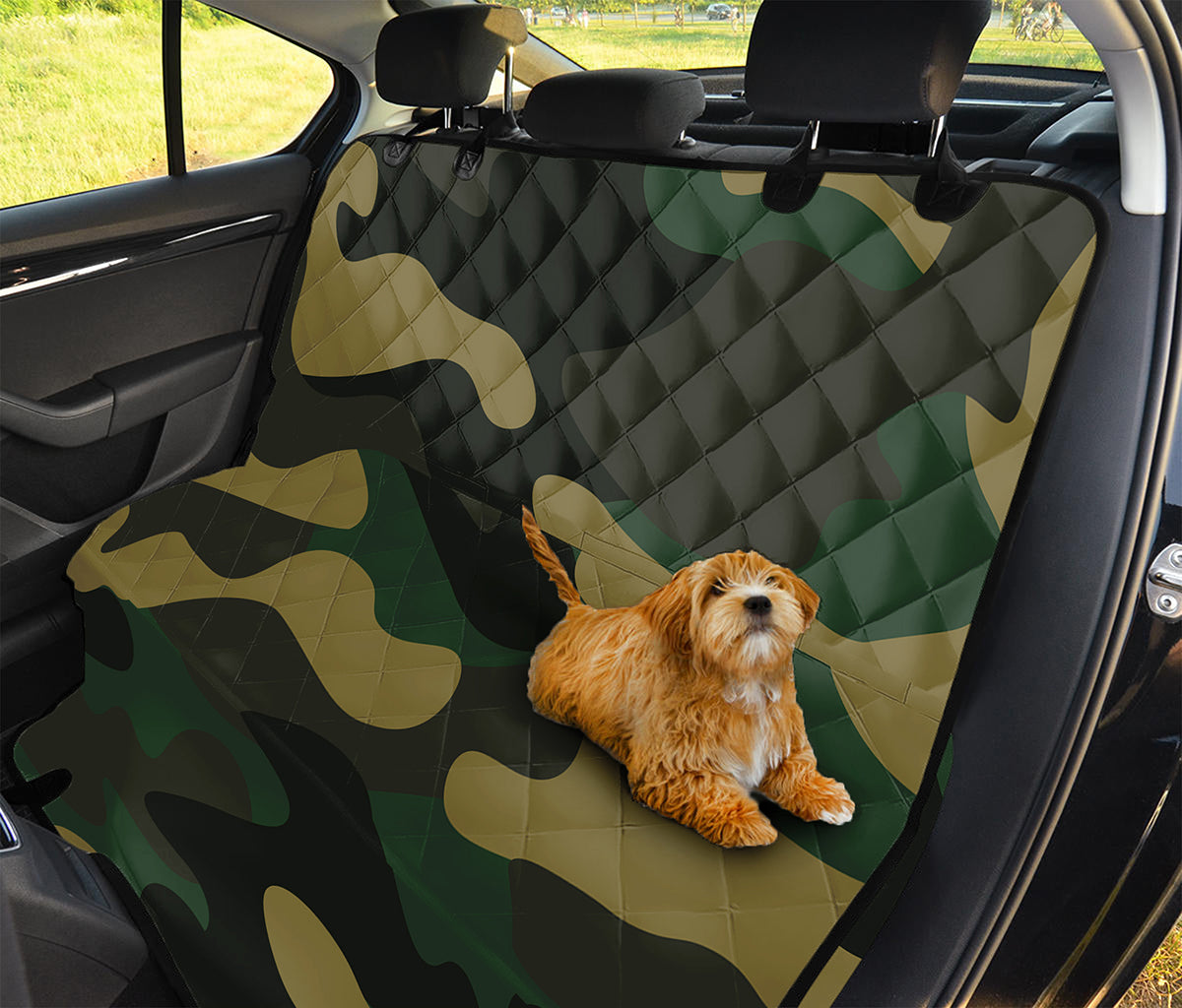 Black And Green Camouflage Print Pet Car Back Seat Cover
