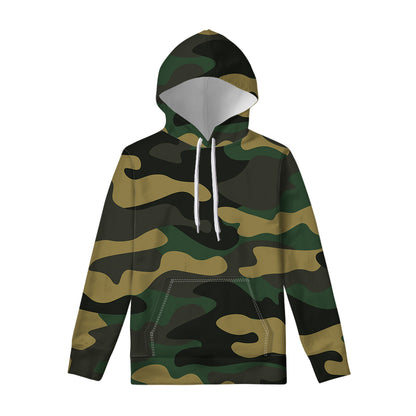 Black And Green Camouflage Print Pullover Hoodie