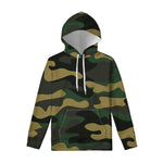 Black And Green Camouflage Print Pullover Hoodie