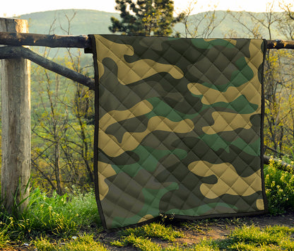 Black And Green Camouflage Print Quilt