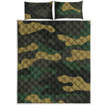 Black And Green Camouflage Print Quilt Bed Set