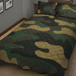 Black And Green Camouflage Print Quilt Bed Set