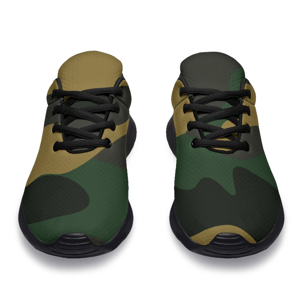 Black And Green Camouflage Print Sport Shoes GearFrost