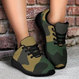 Black And Green Camouflage Print Sport Shoes GearFrost