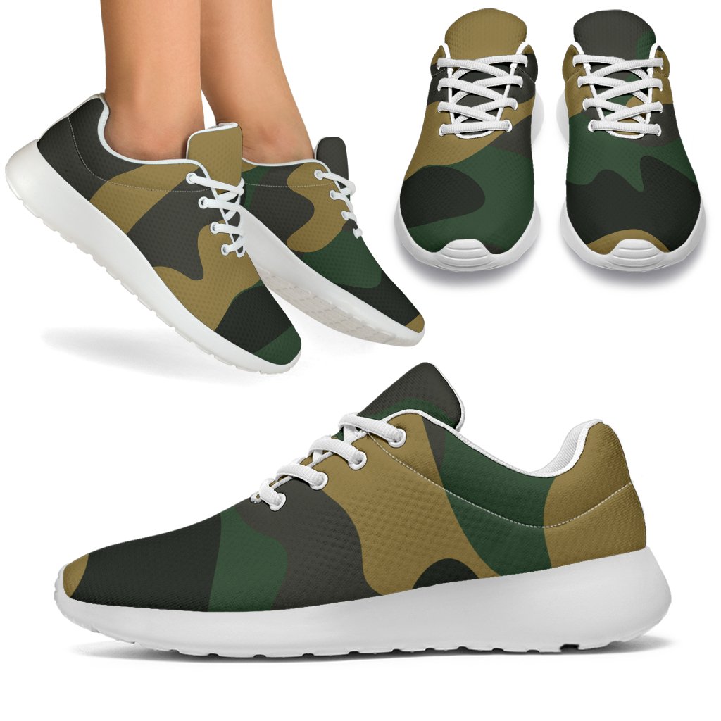 Black And Green Camouflage Print Sport Shoes GearFrost