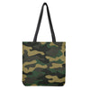 Black And Green Camouflage Print Tote Bag