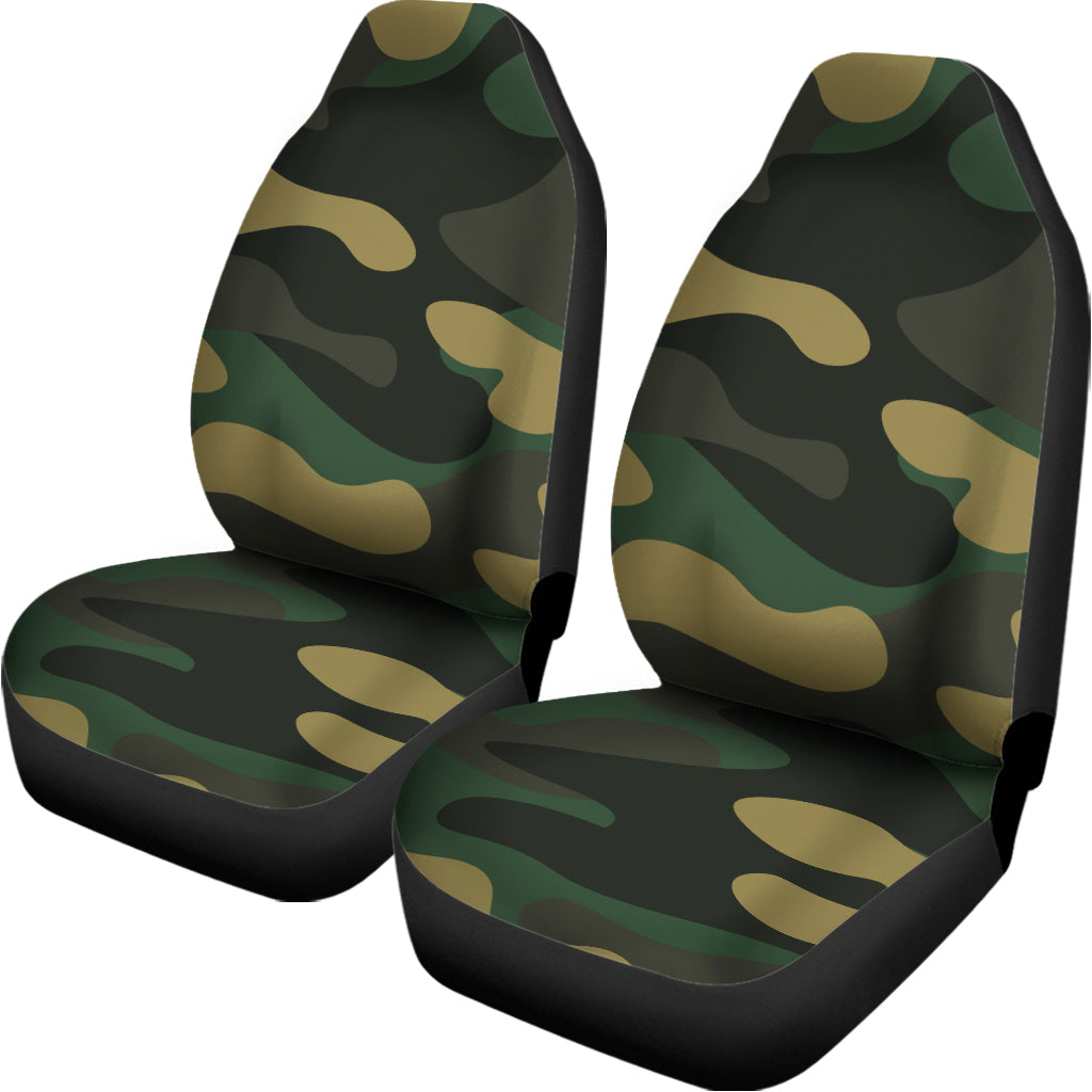 Black And Green Camouflage Print Universal Fit Car Seat Covers