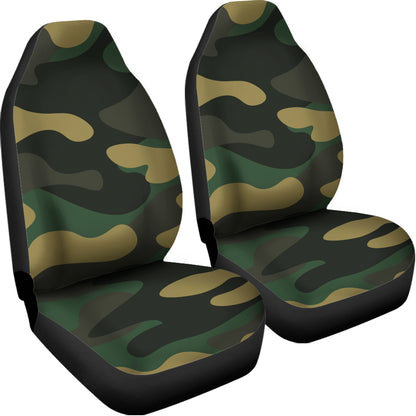 Black And Green Camouflage Print Universal Fit Car Seat Covers