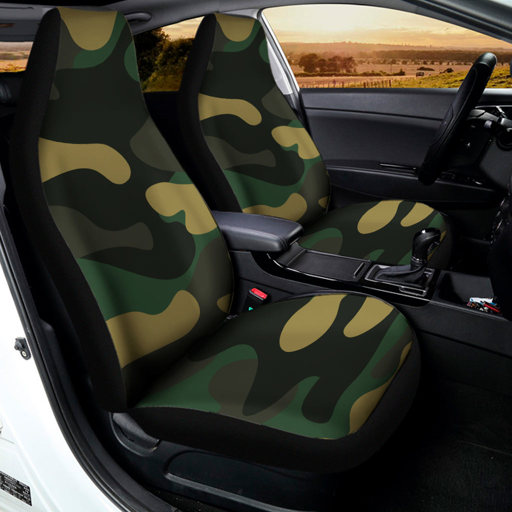 Black And Green Camouflage Print Universal Fit Car Seat Covers