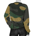 Black And Green Camouflage Print Women's Crewneck Sweatshirt GearFrost