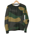 Black And Green Camouflage Print Women's Crewneck Sweatshirt