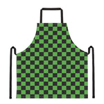 Black And Green Checkered Print Apron