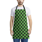 Black And Green Checkered Print Apron