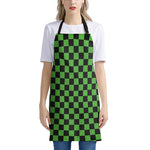 Black And Green Checkered Print Apron