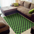 Black And Green Checkered Print Floor Mat
