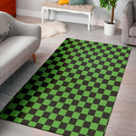 Black And Green Checkered Print Area Rug