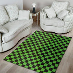 Black And Green Checkered Print Area Rug