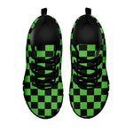 Black And Green Checkered Print Black Sneakers