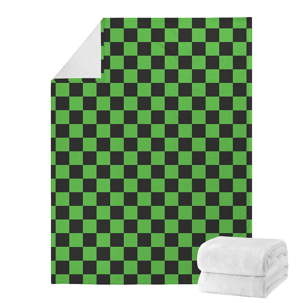 Black And Green Checkered Print Blanket