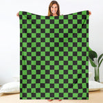 Black And Green Checkered Print Blanket