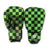 Black And Green Checkered Print Boxing Gloves