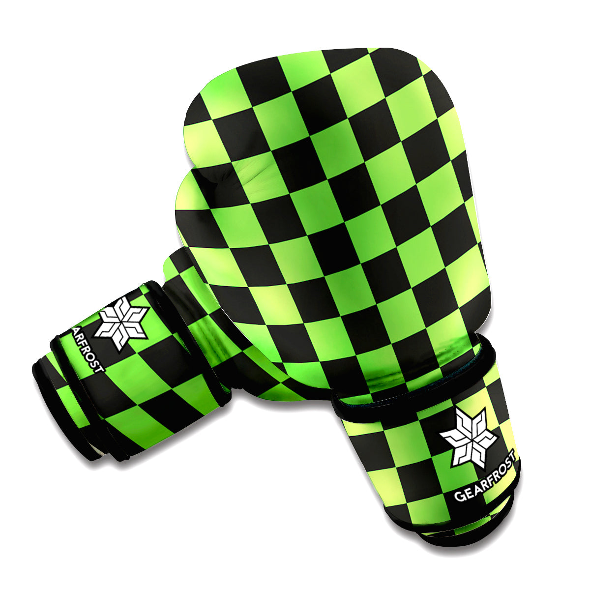 Black And Green Checkered Print Boxing Gloves