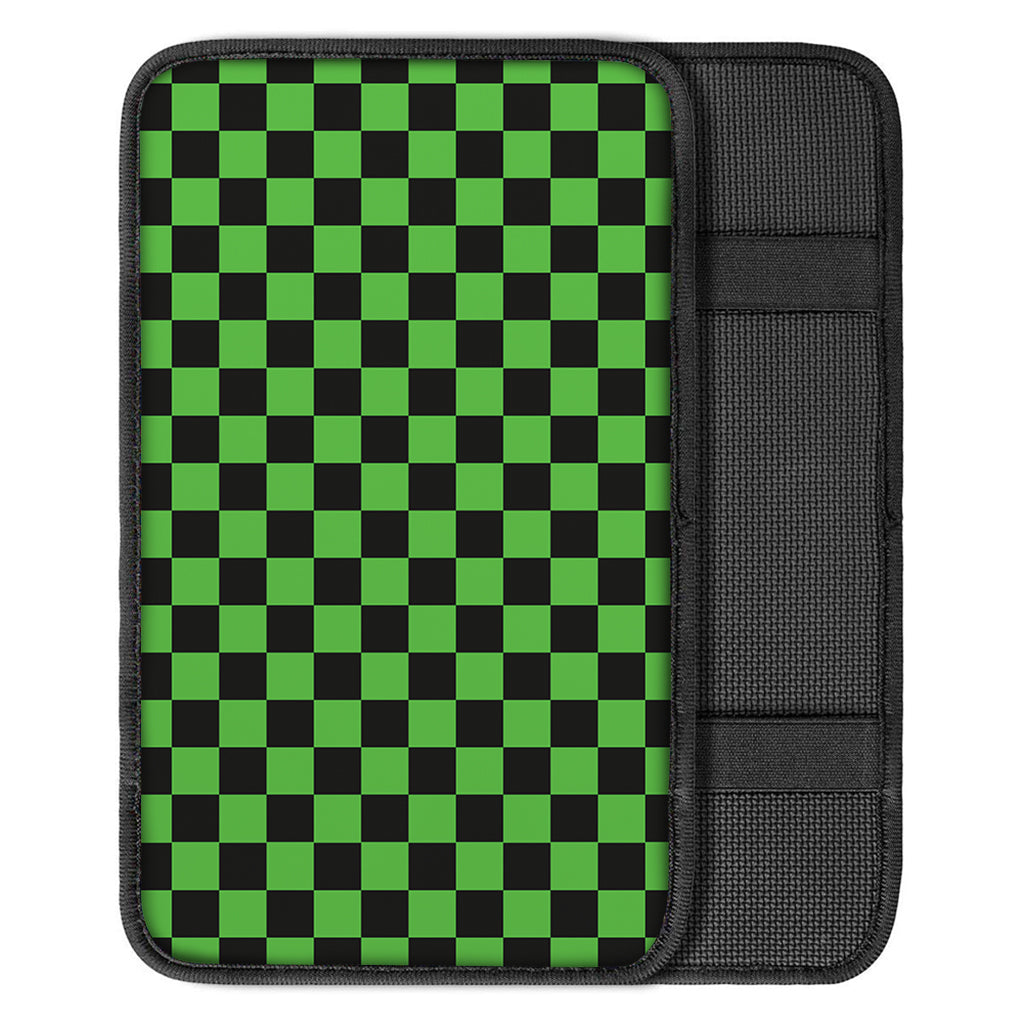 Black And Green Checkered Print Car Center Console Cover