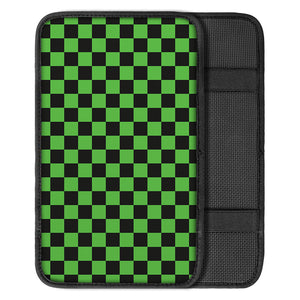 Black And Green Checkered Print Car Center Console Cover