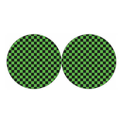 Black And Green Checkered Print Car Coasters