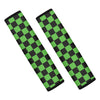 Black And Green Checkered Print Car Seat Belt Covers