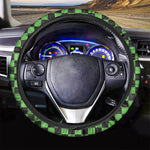 Black And Green Checkered Print Car Steering Wheel Cover