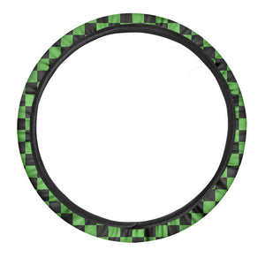 Black And Green Checkered Print Car Steering Wheel Cover