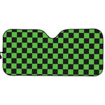 Black And Green Checkered Print Car Sun Shade