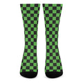 Black And Green Checkered Print Crew Socks