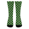 Black And Green Checkered Print Crew Socks