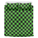 Black And Green Checkered Print Duvet Cover Bedding Set