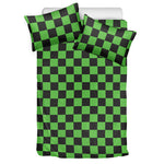Black And Green Checkered Print Duvet Cover Bedding Set