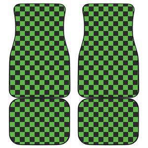 Black And Green Checkered Print Front and Back Car Floor Mats