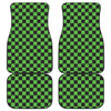 Black And Green Checkered Print Front and Back Car Floor Mats