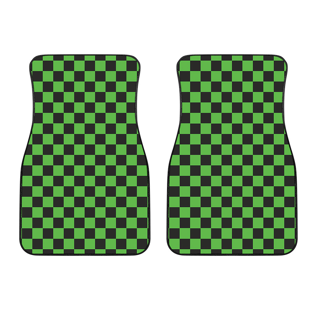 Black And Green Checkered Print Front Car Floor Mats