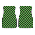Black And Green Checkered Print Front Car Floor Mats