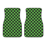 Black And Green Checkered Print Front Car Floor Mats