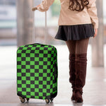 Black And Green Checkered Print Luggage Cover