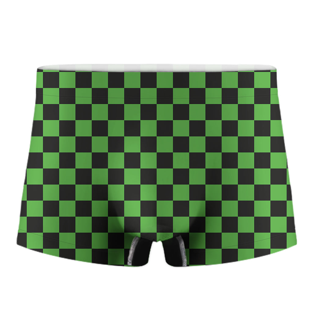 Black And Green Checkered Print Men's Boxer Briefs