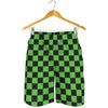 Black And Green Checkered Print Men's Shorts